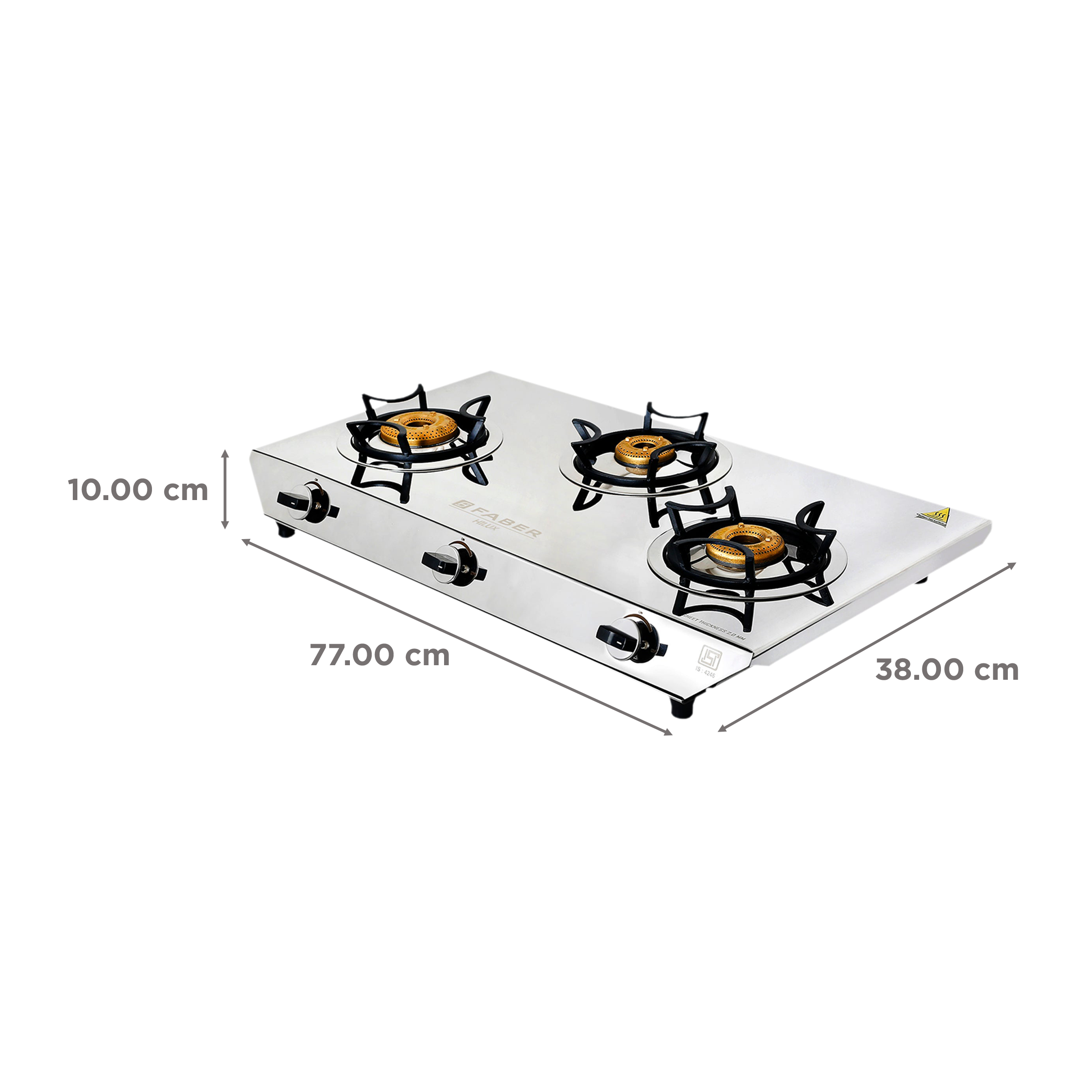 Buy Faber Hilux Max 3BB SS 3 Burner Manual Gas Stove (Black Diamond